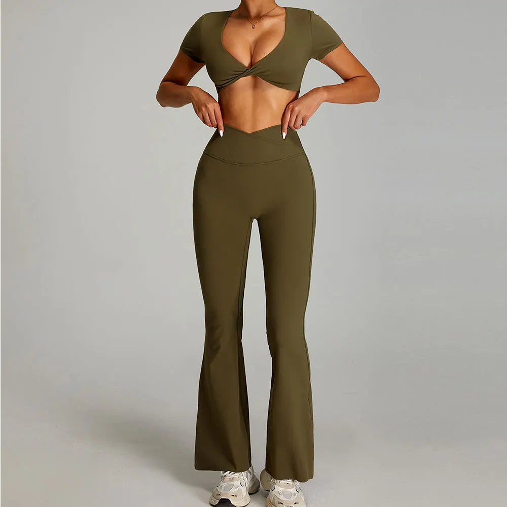 Siena Sculpt Set | Twist Front Crop & Flared Bottoms
