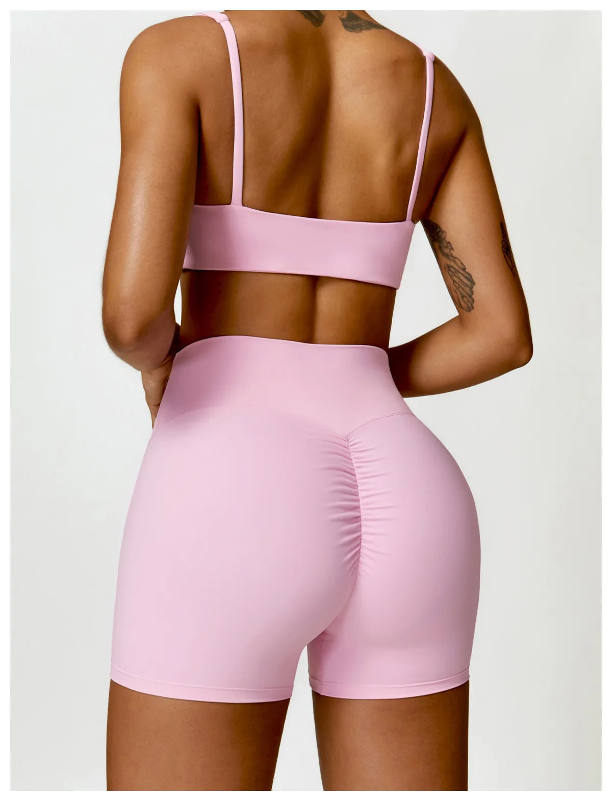 2-Piece Set – Long Sleeve Crop Top or Bra & Shorts