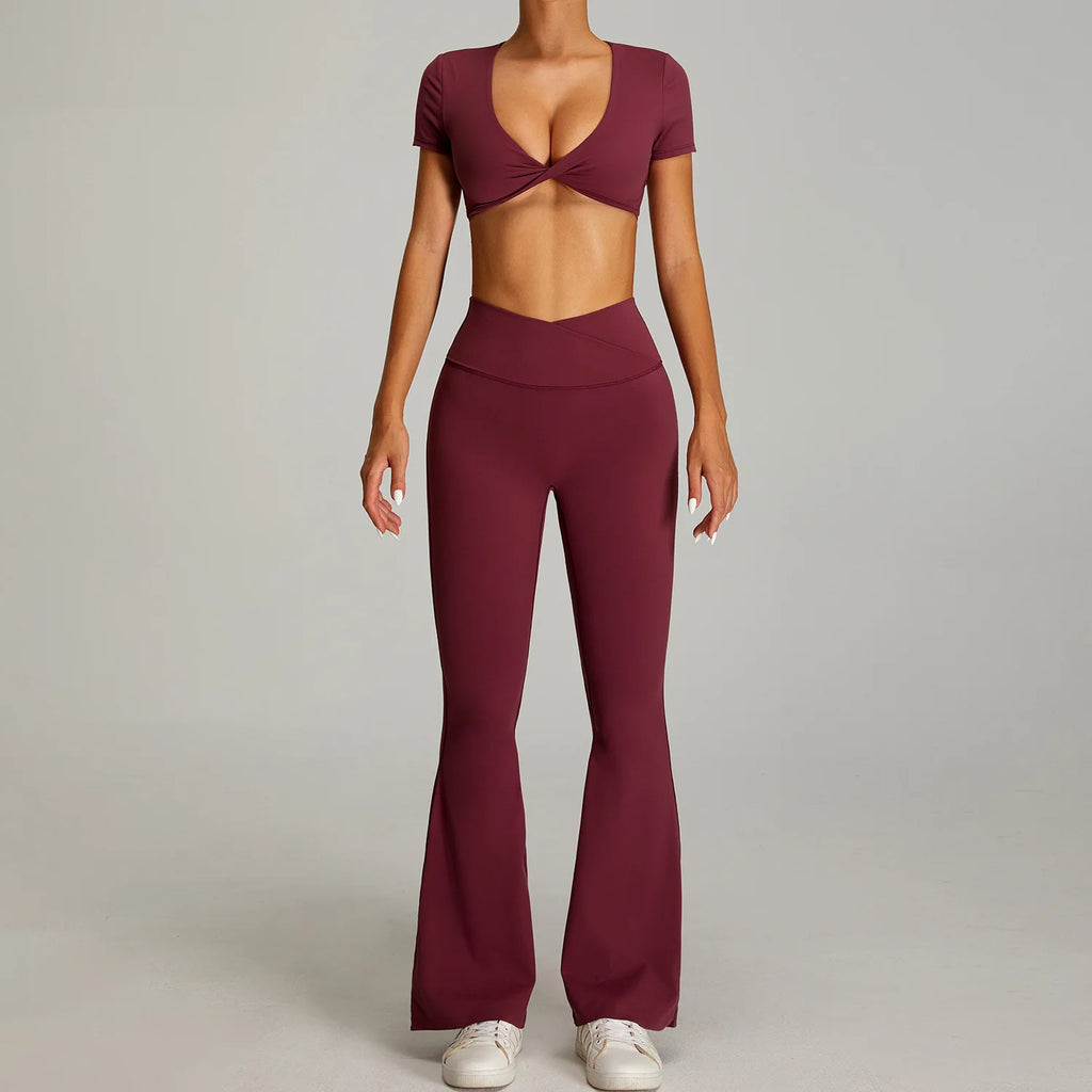 Siena Sculpt Set | Twist Front Crop & Flared Bottoms