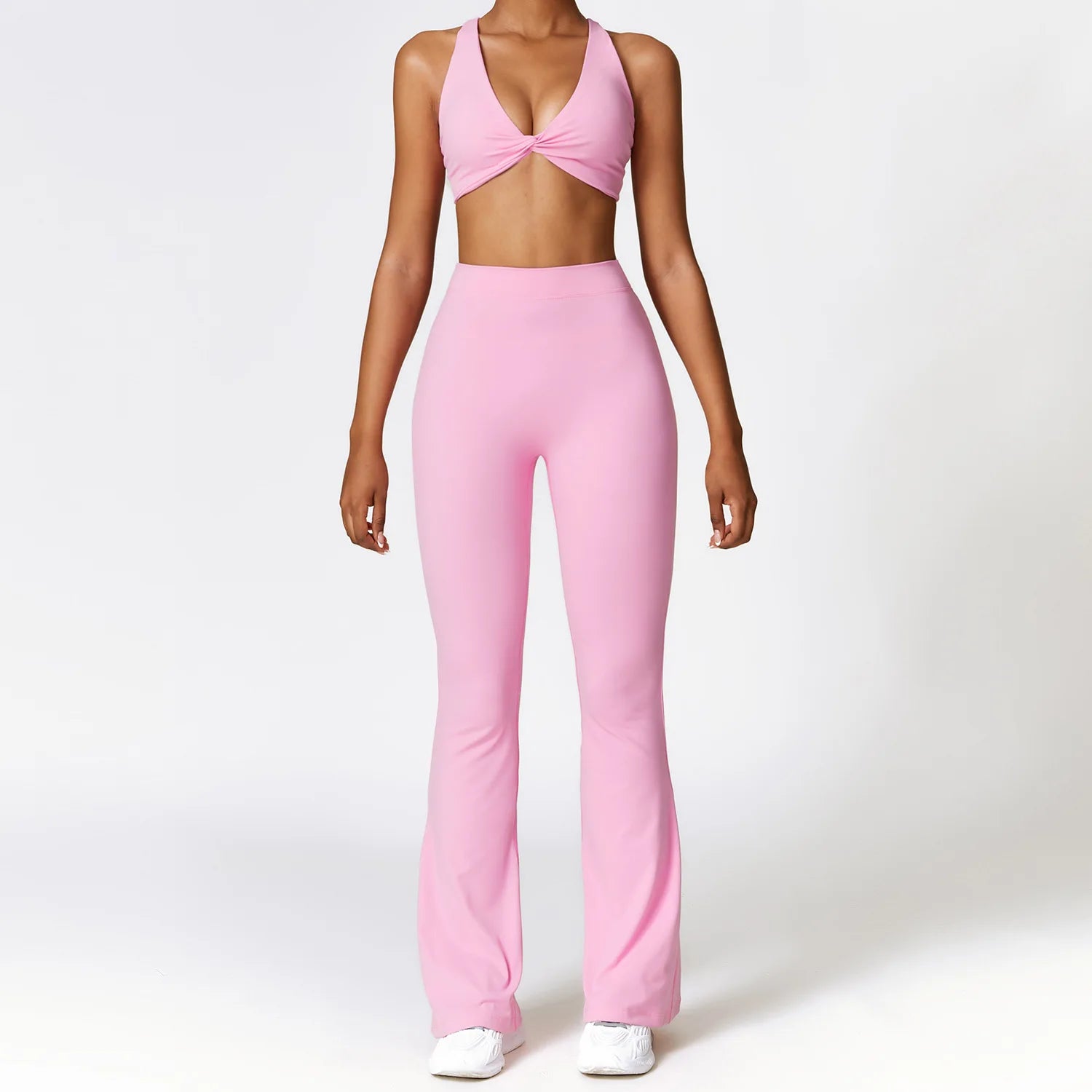 Seamless 2-Piece High-Waist Flare Leggings & Sports Bra