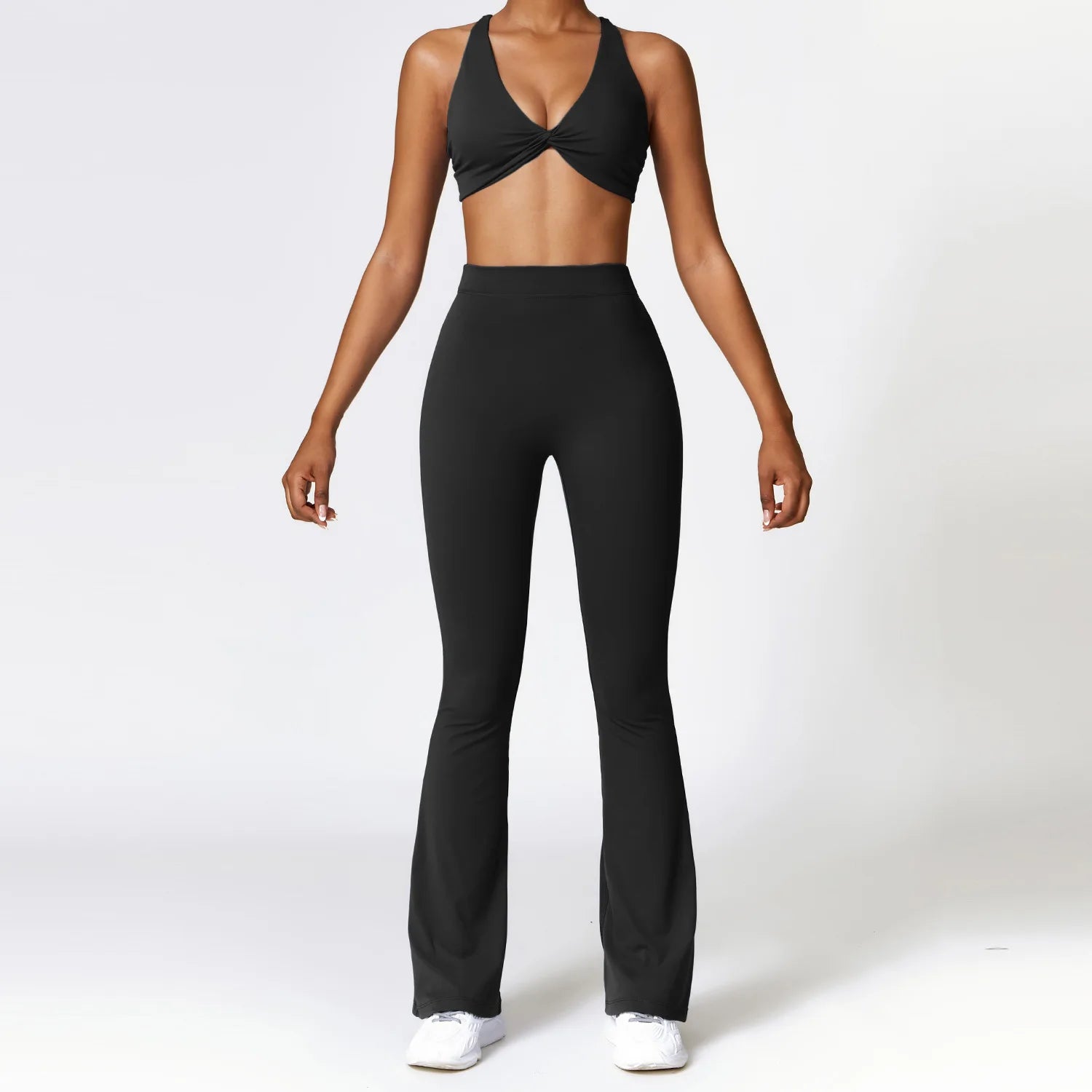 Seamless 2-Piece High-Waist Flare Leggings & Sports Bra
