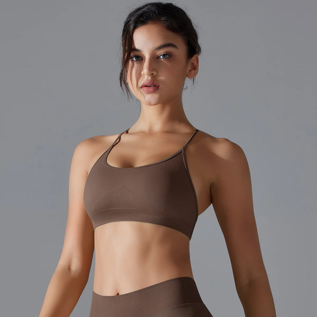 Crossback High-Stretch Knit Sports Bra