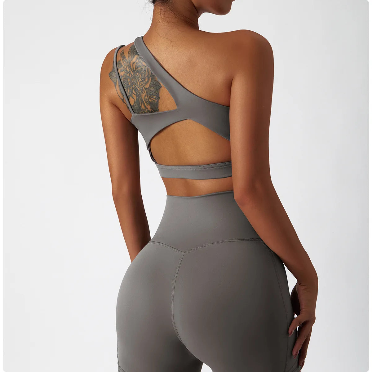 Quick-Dry Asymmetric Sports Bra