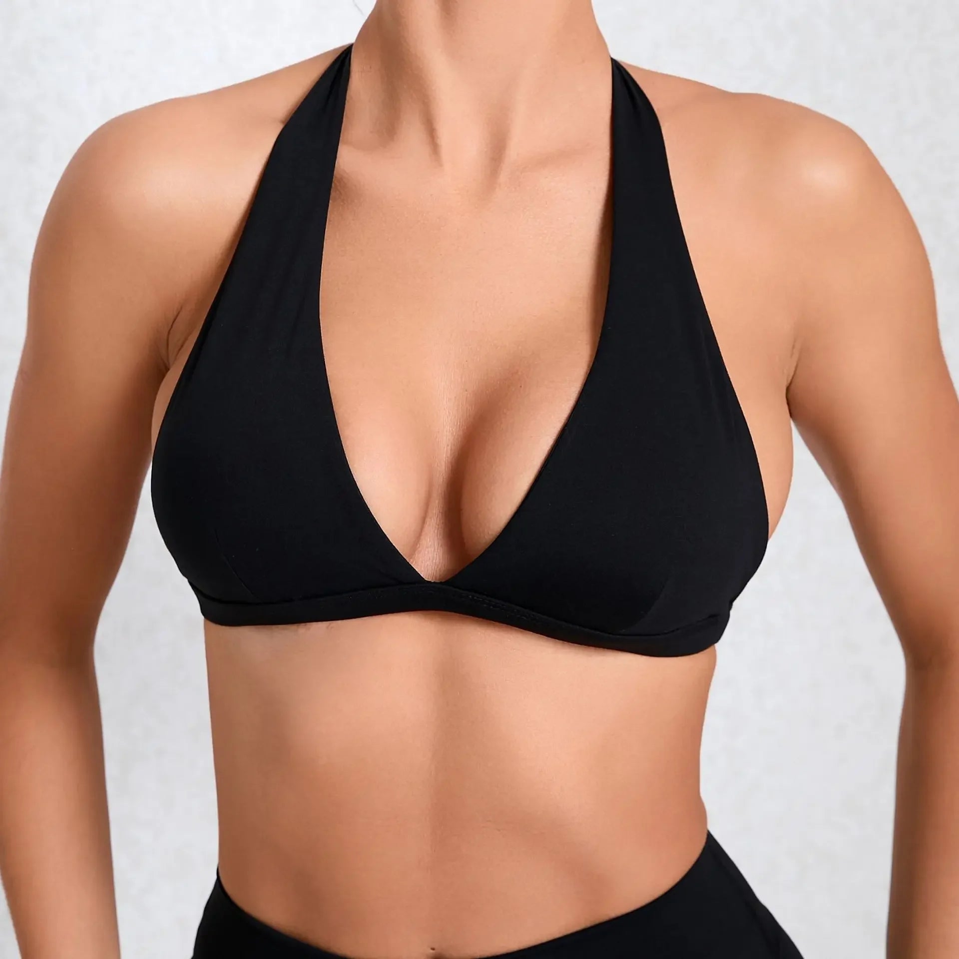 Deep V Halter Neck Sports Bra