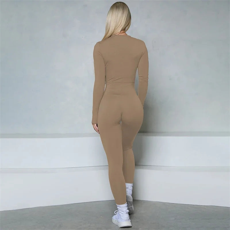 SculptFit Long Sleeve Zipper Jumpsuit