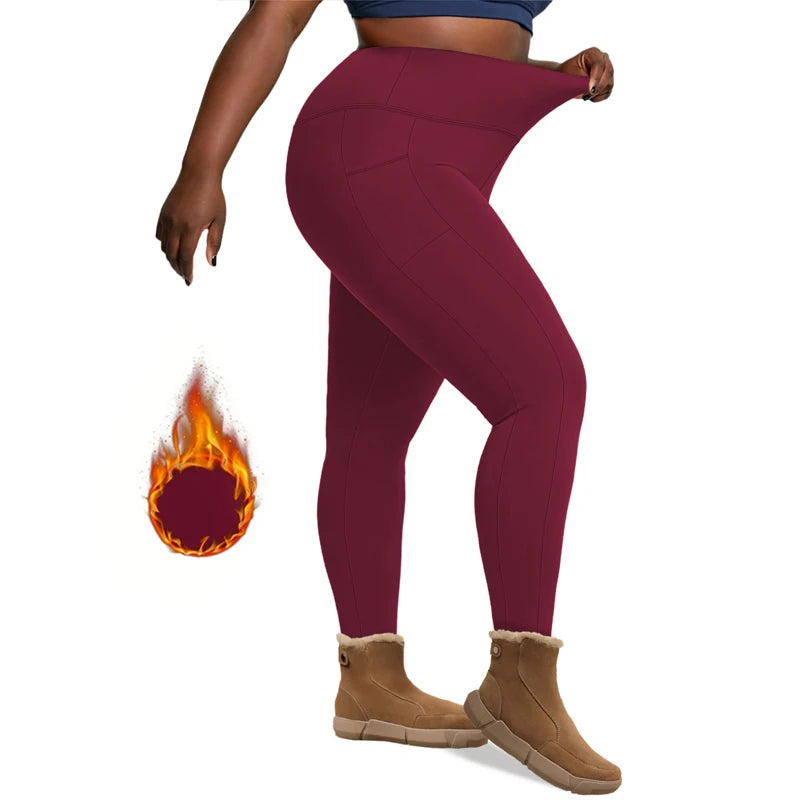 Plus Size Fleece Lined High-Waist Leggings