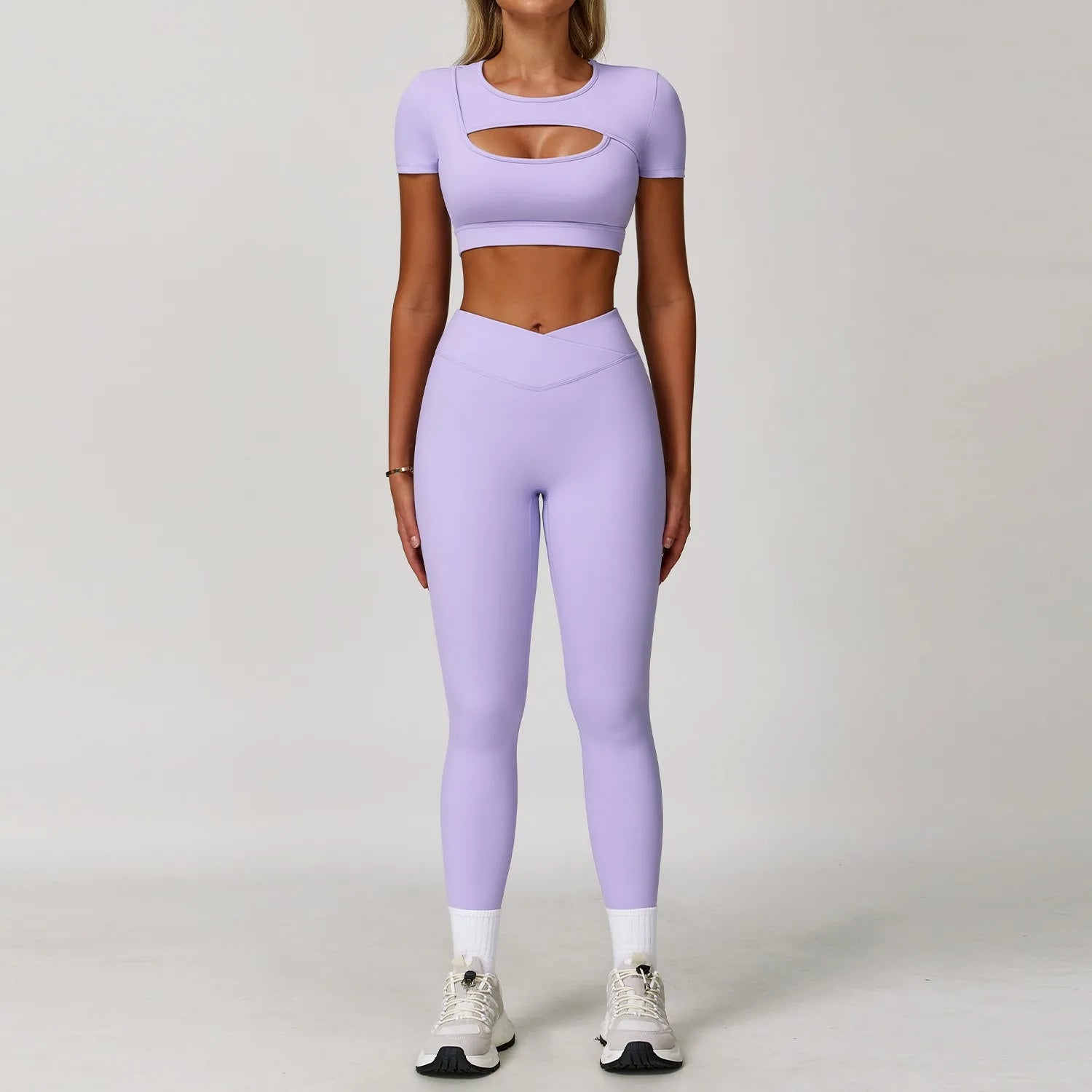 2-Piece Pastel Crop Top With Leggings Set