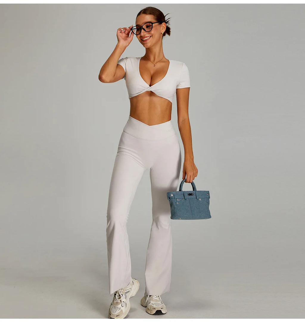 Siena Sculpt Set | Twist Front Crop & Flared Bottoms