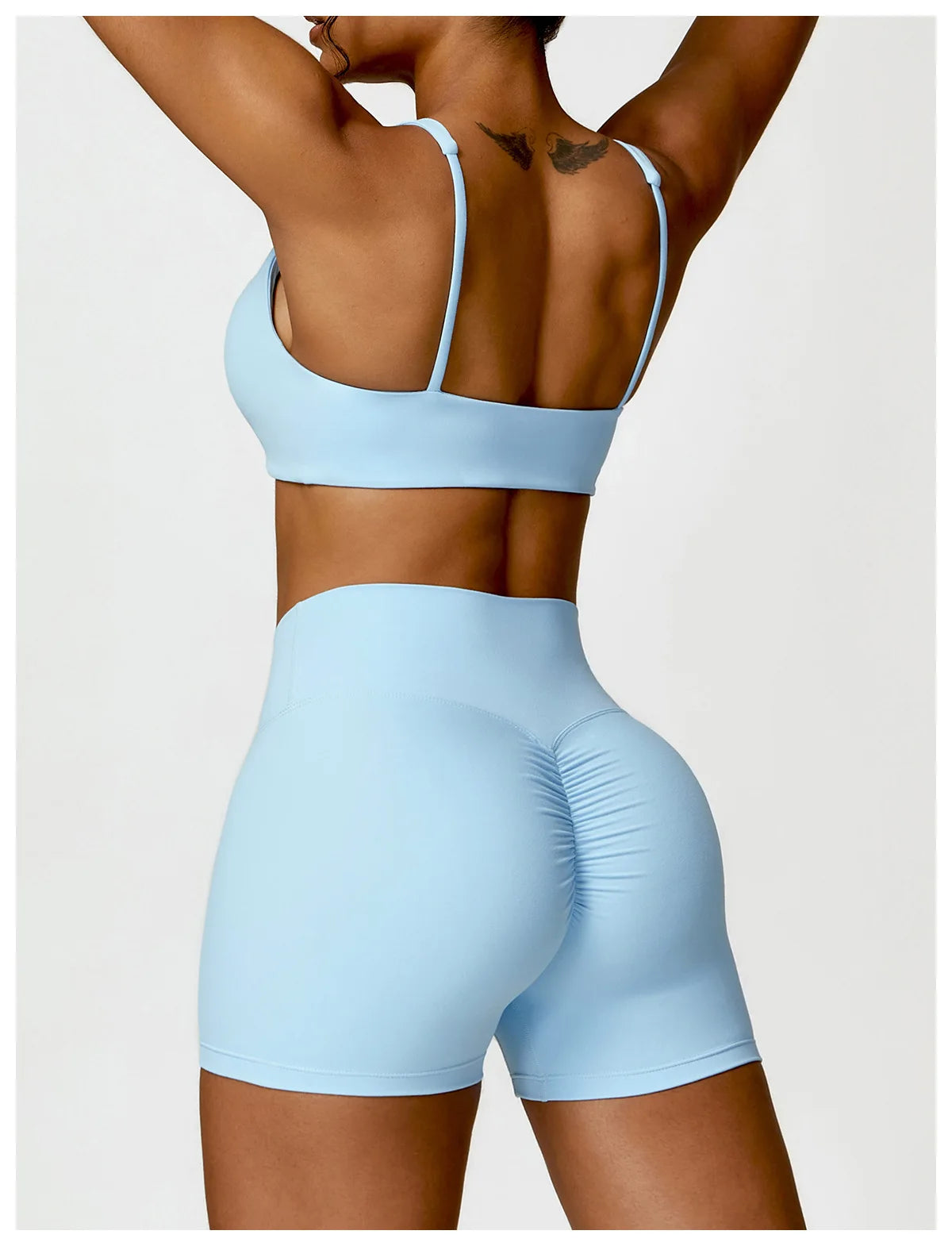 2-Piece Set – Long Sleeve Crop Top or Bra & Shorts